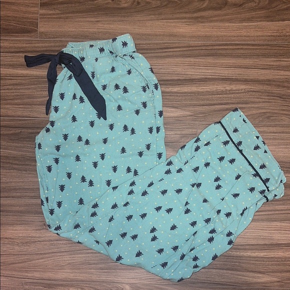 Aerie Navy and Green Tree Print Pajama Pants - Picture 1 of 6